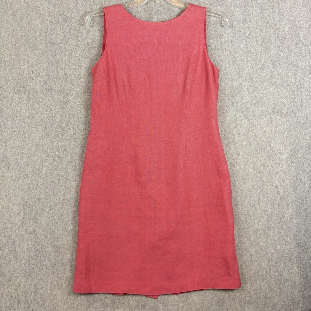 Talbots Irish Linen Dress 12 Coral Pink Sleeveless Sheath Lined Career Classic